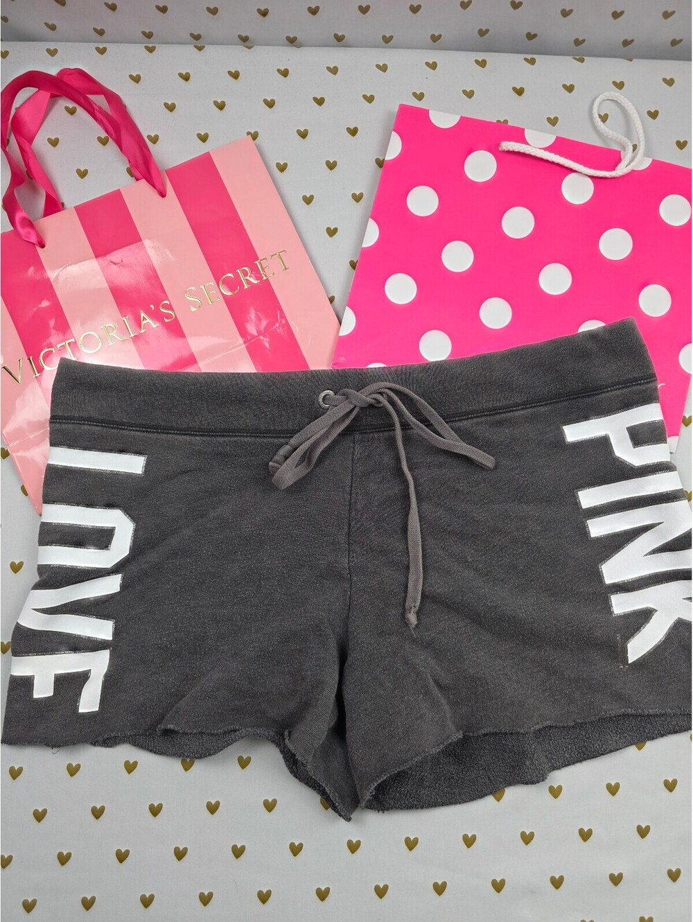 Victorias Secret PINK Vintage Y2k Logo Sweat Shorts Grey Medium